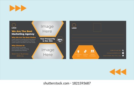 Modern Black and Orange Postcard design