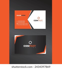 Modern black and orange professional vector illustration business card design 