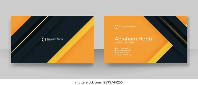 Modern black and orange yellow business card with professional corporate and minimalist design template