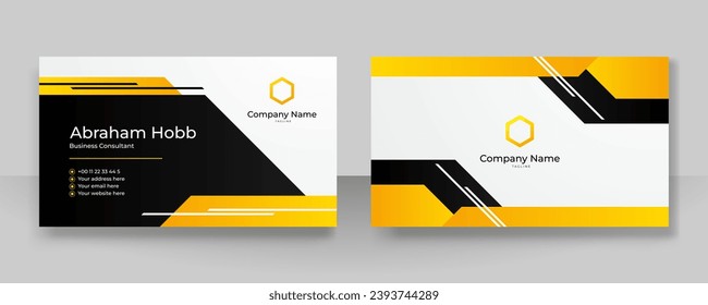 Modern black and orange yellow business card with professional corporate and minimalist design template