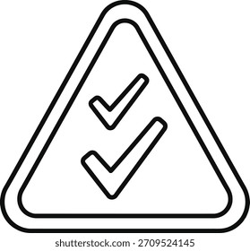 Un moderno icono de Estado de doble marca de verificación de contorno negro aislado sobre fondo blanco, ideal para App UI y Diseño web.