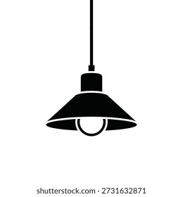 Modern black pendant ceiling light fixture minimalist flat design vector illustration