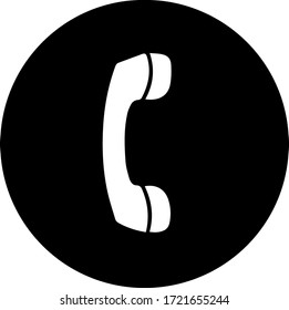 icono moderno, negro, vector de teléfono en círculo. 
