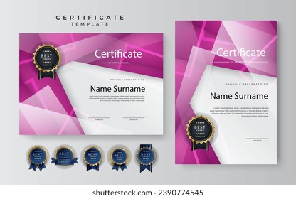 Modern black and pink certificate award template for business and corporate