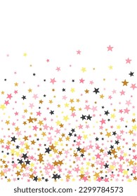 Modern black pink gold starburst vector backdrop. Many starburst spangles holiday decoration confetti. Wedding star burst background. Sparkle confetti congratulations decor.