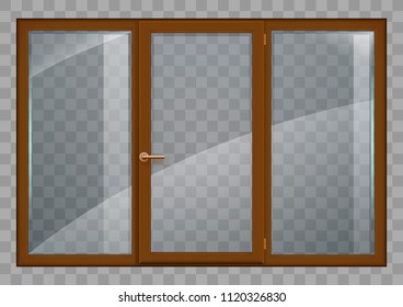 Modern black plastic wide window with a transparency effect for the group with the glass in vector graphics