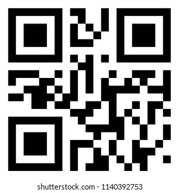 Modern black QR code on white background with text inside the qr code.