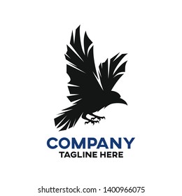 Modern black raven logo. Vector illustration.