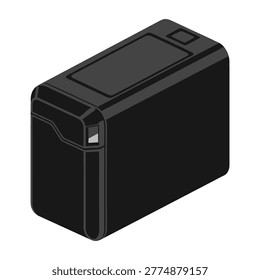 Modern black rectangular power adapter or battery pack with usb port