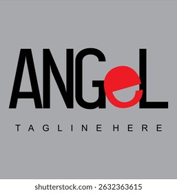 Vetor de texto moderno preto vermelho ANGEL, design de logotipo do produto,