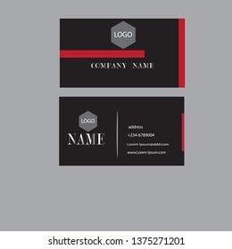 Modern Black Red Business Card Design Template.