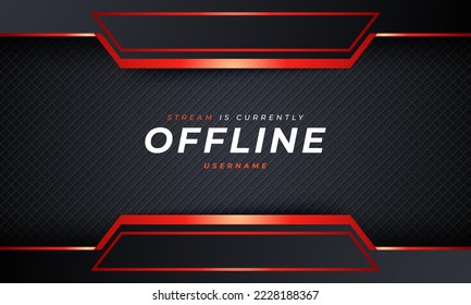 Modern black and red offline game background for streamers. currently offline twitch banner background.