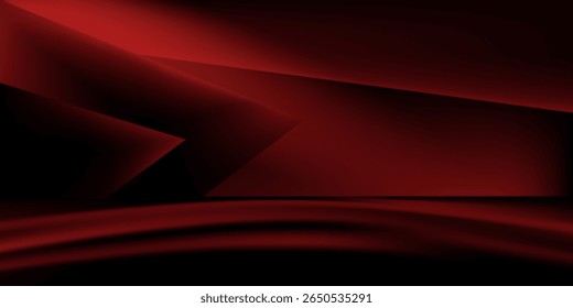 Fondo de estudio rojo negro moderno con luz de lujo brillante.