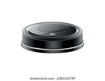 Modern black robot vacuum cleaner realistic vector illustration