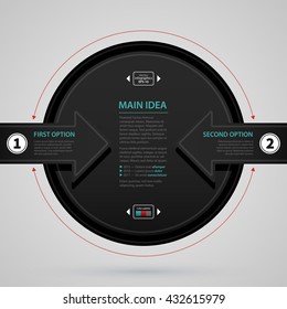 Modern black round text background. Strict corporate business style. Useful for annual reports, presentations and media.