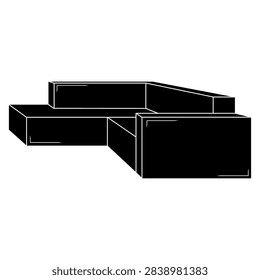 Modern Black  Seater Sofa Isolated on White Background. 0101