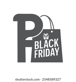  Modern black silhouette logo for Black Friday, modern and minimalist logo, vector silhouette design, creative logo, vector icon, Design template for Black Friday sale banner, Vector illustration,