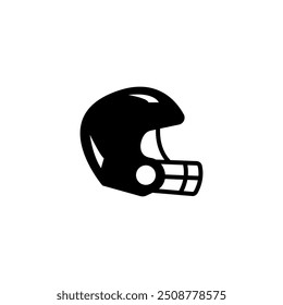 Modern black silhouette of a sports helmet for athletic activities.