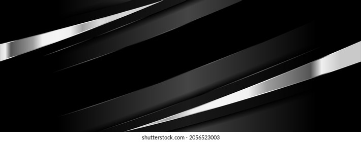 Modern Black And Silver Lines Combination Background Design With Overlap Layer Style.