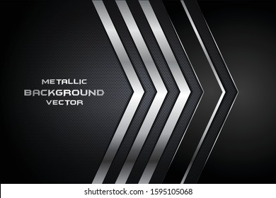 Modern Black And silver Metallic Background, Abstract vector metallic background with red silver shiny carbon texture pattern