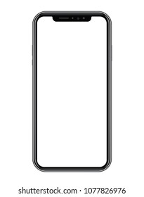 Modern black smart phone on white background. Realistic vector illustration, for graphic and web design svg