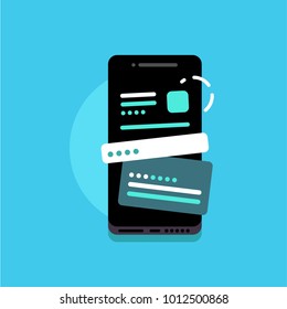 Modern black smartphone with interface, messages and chats and point. Social media, network, communication. Vector, isolated.
