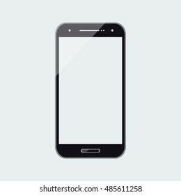 Modern Black Smartphone with Oval Button and White Screen Flat Design