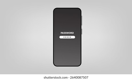 Modern black smartphone with password on white background. vector.