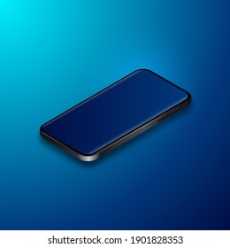 modern black smartphone. realistic mobile phone in isometric illustration. vector 3d illustration using gradient. phone mockup or template with blank screen.