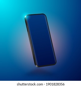 modern black smartphone. realistic mobile phone in isometric illustration. vector 3d illustration using gradient. phone mockup or template with blank screen.