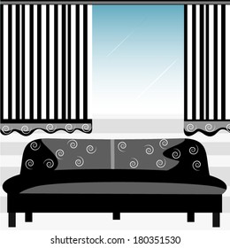 Modern black sofa/ Black sofa