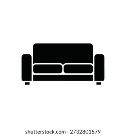 Modern black sofa flat design vector illustration isolated on white background