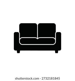 Modern black sofa minimalist flat design vector illustration scalable graphic