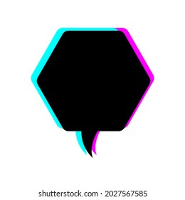 Modern black speech bubble with neon shadow, flat style. Vector icon isolated on white background. EPS 10.
