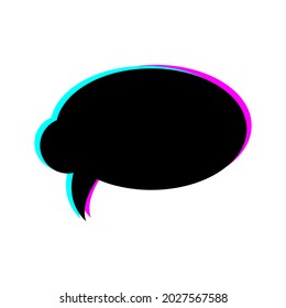 Modern black speech bubble with neon shadow, flat style. Vector icon isolated on white background. EPS 10.