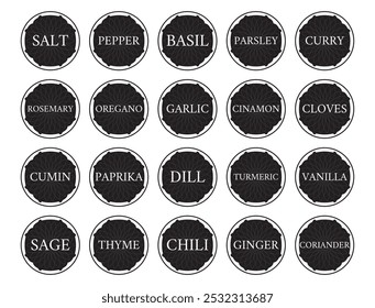 Modern Black Spices and  Seasoning Label Emblem Collection Set