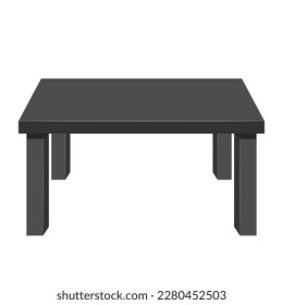 Modern black square office table isolated on white background. Modern table icon. Furniture for interior. Vector illustration