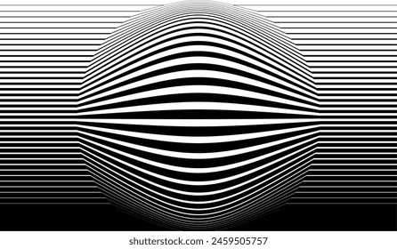 Modern black stripe line lens circle background