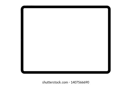 Modern black tablet computer with blank horizontal screen isolated on white background. Vector illustration