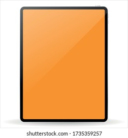 Modern black tablet computer with blank screen isolated on white background. Vector illustration