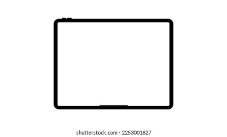 Modern black tablet computer with blank horizontal screen isolated on white background. Vector illustration