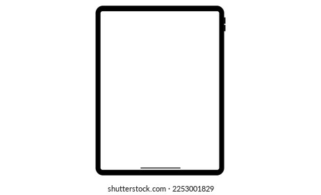 Modern black tablet computer with blank horizontal screen isolated on white background. Vector illustration