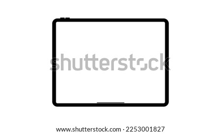 Modern black tablet computer with blank horizontal screen isolated on white background. Vector illustration