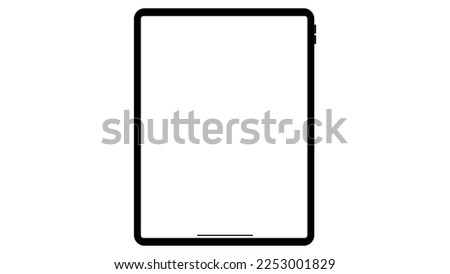 Modern black tablet computer with blank horizontal screen isolated on white background. Vector illustration