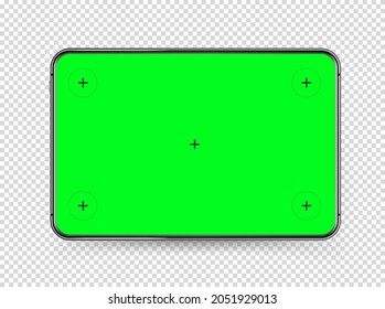 Modern black tablet pc with green screen. Template for video keying