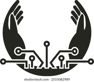 A modern black technology vector featuring sleek circuit patterns, glowing lines, and abstract geometric shapes, creating a futuristic and sophisticated design.