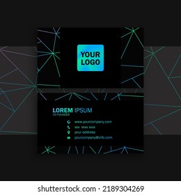 Modern black theme business card template design. Contact card for company. Two sided name card. fully editable Vector illustration.