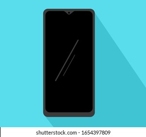 Comprimido moderno de pantalla táctil para celulares negro para smartphone aislado en un fondo claro. pantalla negra