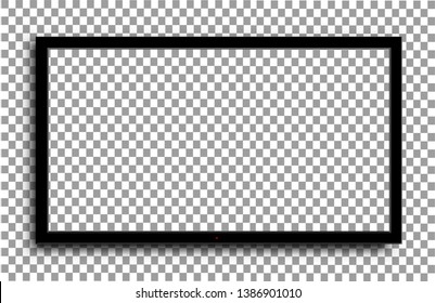 Modern black tv frame with blank screen vector mockup in realistic style