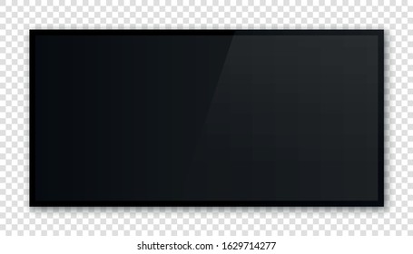 Modern black tv frame with blank screen vector mockup. 